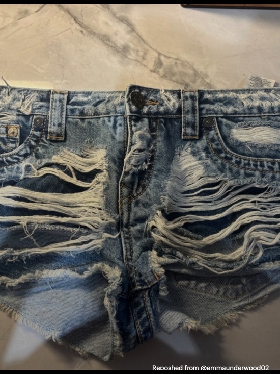 True Religion Pants - True Religion Distressed Light Blue Denim Jean Shorts